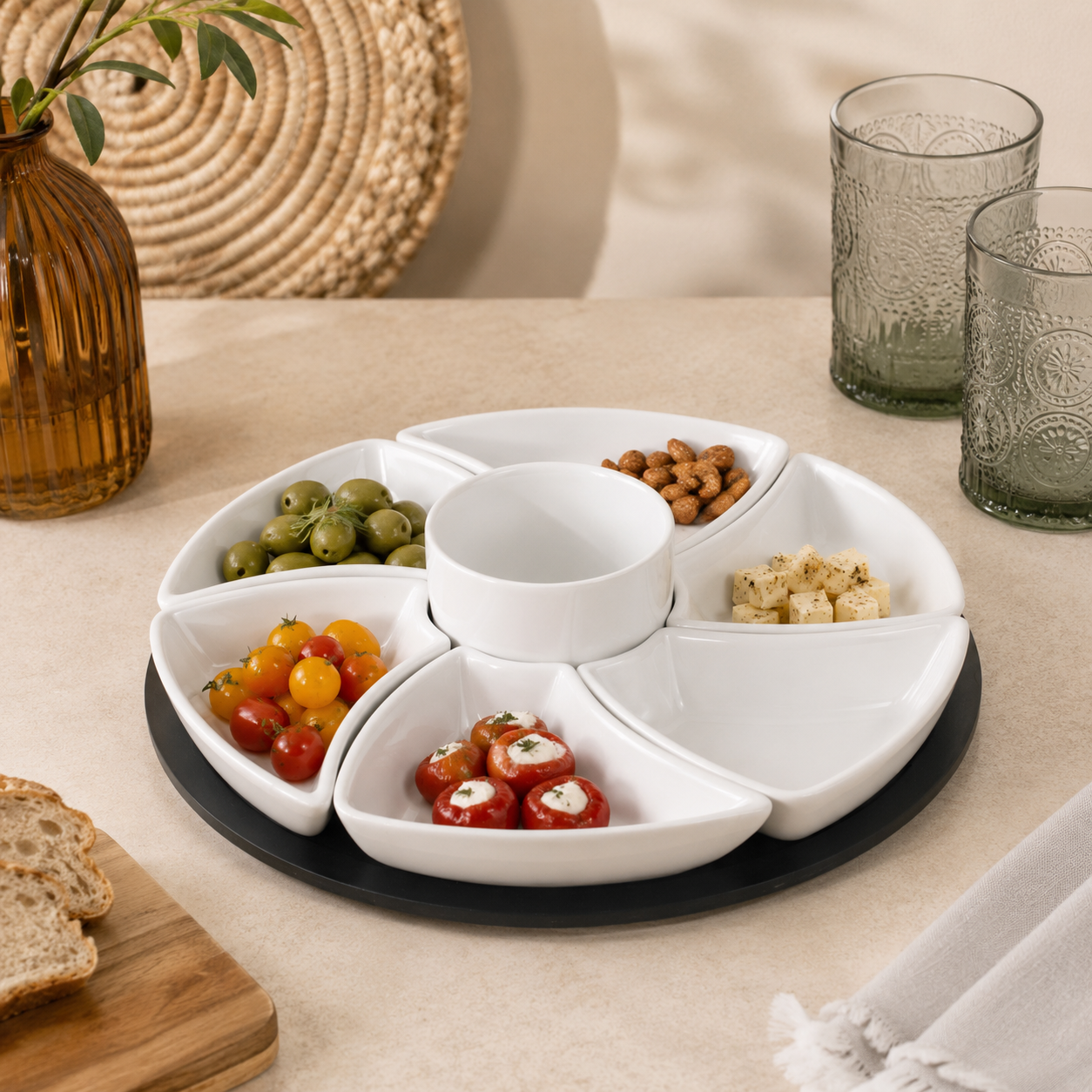 Service Apéritif Hélice en Porcelaine Rotatif | Table Passion