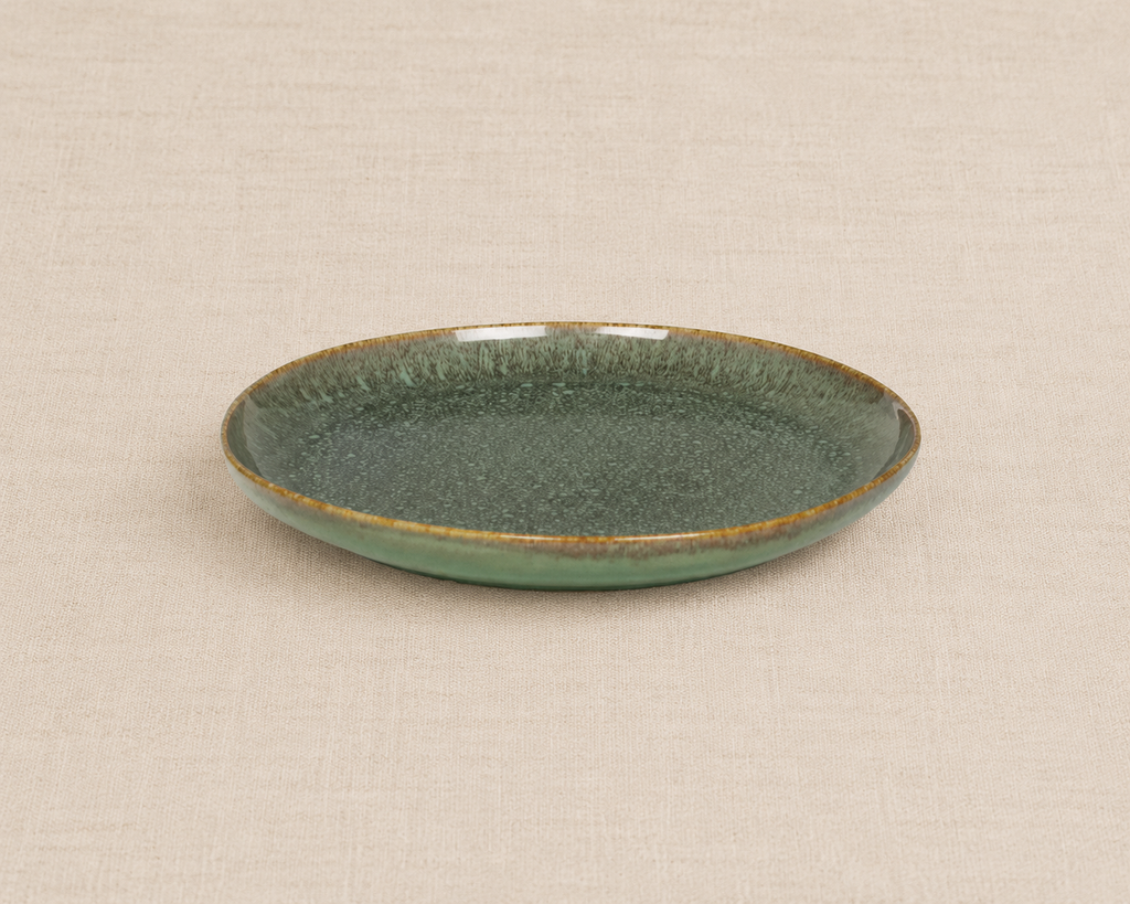 Assiette Plate en Grès Vert Silva | Table Passion