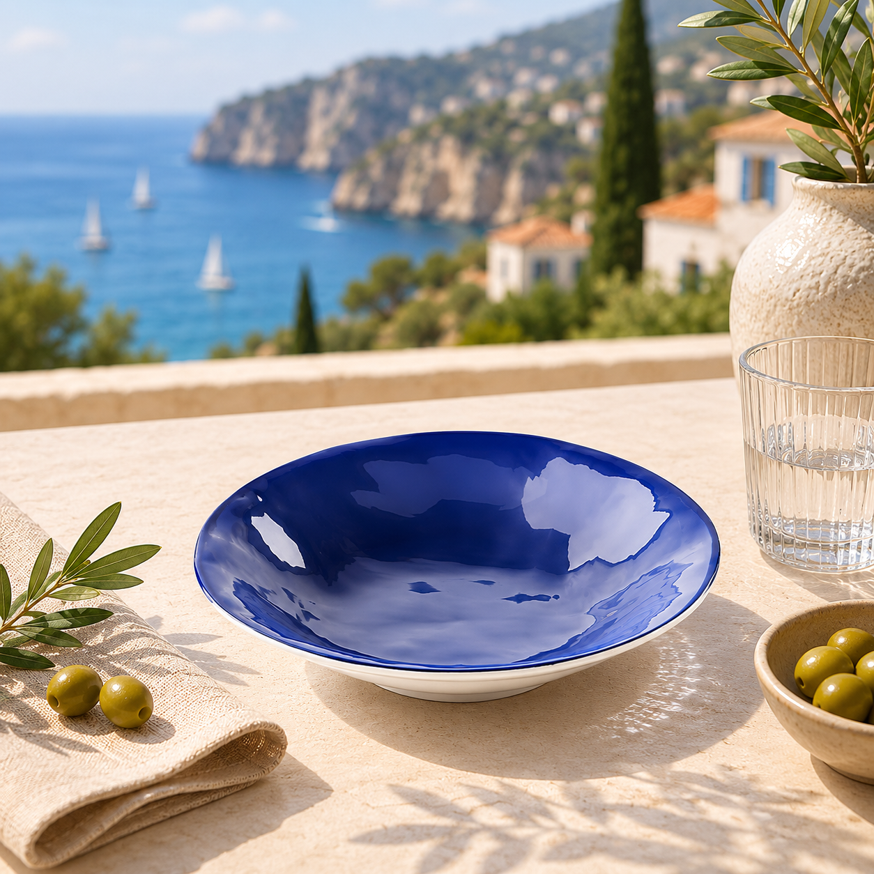 Assiette Riviera Bleue Guzzini | Assiette Creuse Design Méditerranéen