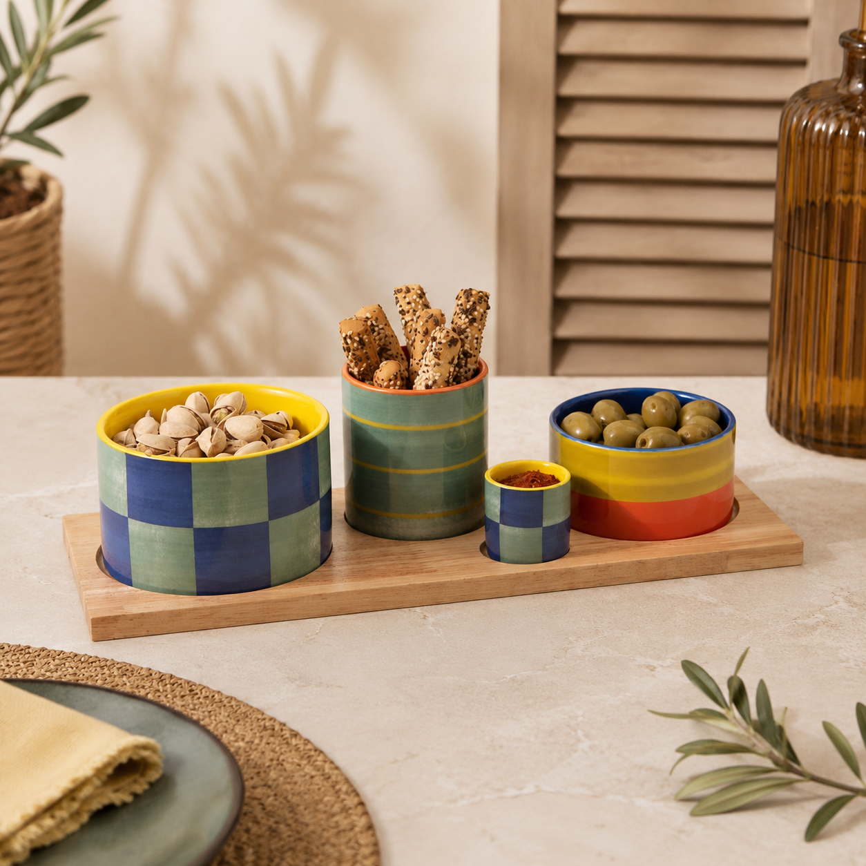 Service Apéritif 4 Pièces Capri en Porcelaine | Table Passion