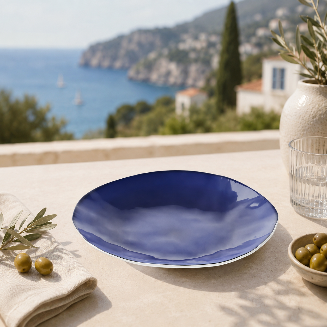 Assiette plate Riviera bleue Guzzini | Assiette Design Méditerranéen